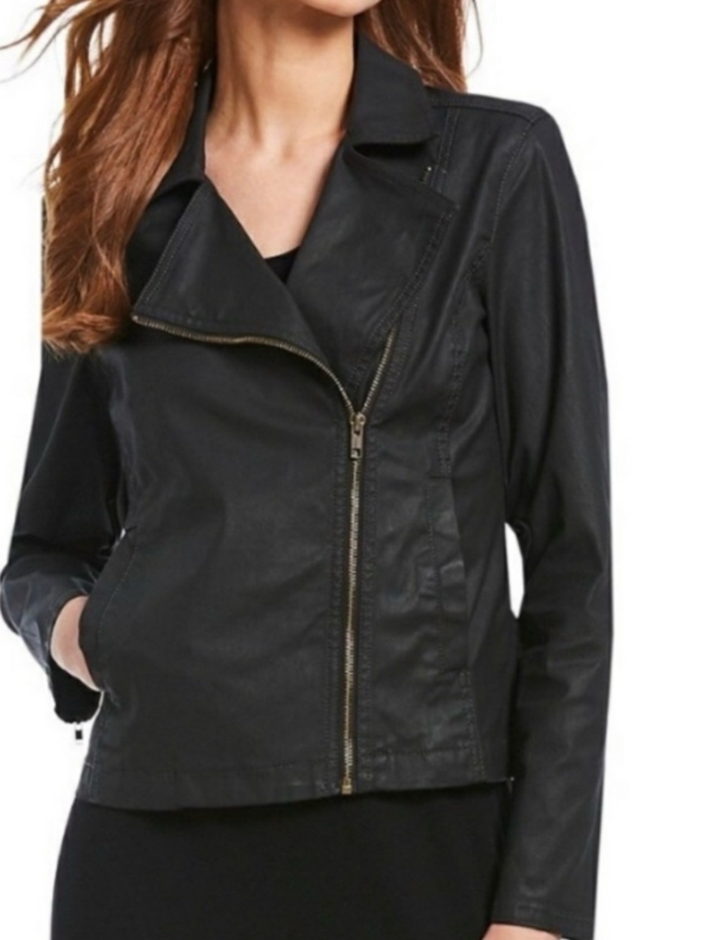 Eileen Fisher Black Asymmetrical Zip Moto Jacket